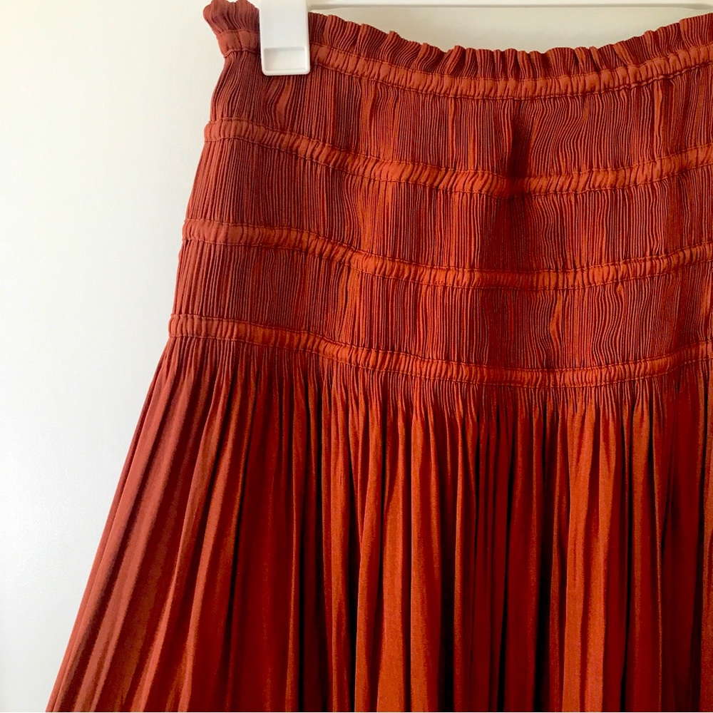 Anthropologie Kroes Pleated Maxi Skirt Size Small by Current Air smocked waist